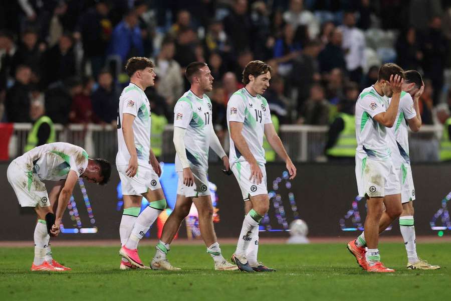 Republic of Ireland's Conor Coventry with teammates look dejected after the match Republic of Ireland's Conor Coventry with teammates look dejected after the match