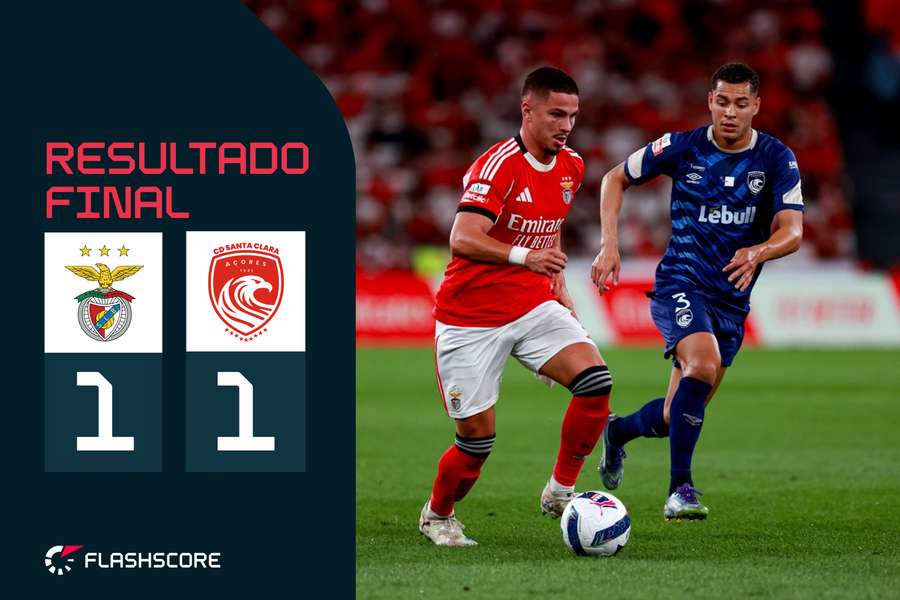 Benfica e Santa Clara empataram no Estádio da Luz