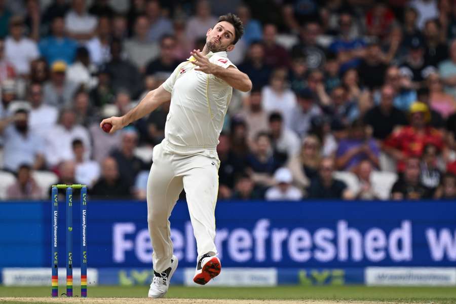 Australia's Mitchell Marsh bowls on day four of the third Ashes cricket Test