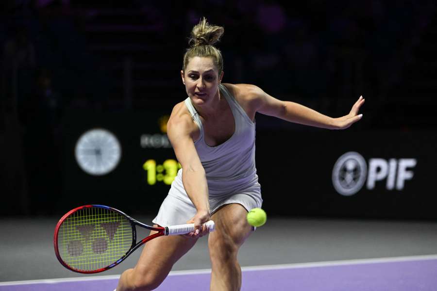 Gabriela Dabrowski, de Canadá, durante la competición de dobles de las Finales de la WTA Gabriela Dabrowski, de Canadá, durante la competición de dobles de las Finales de la WTA