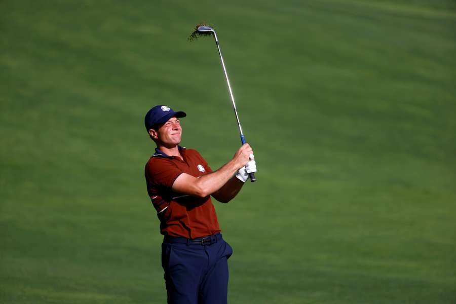Viktor Hovland was scratched from Saturday's fourballs after suffering the injury