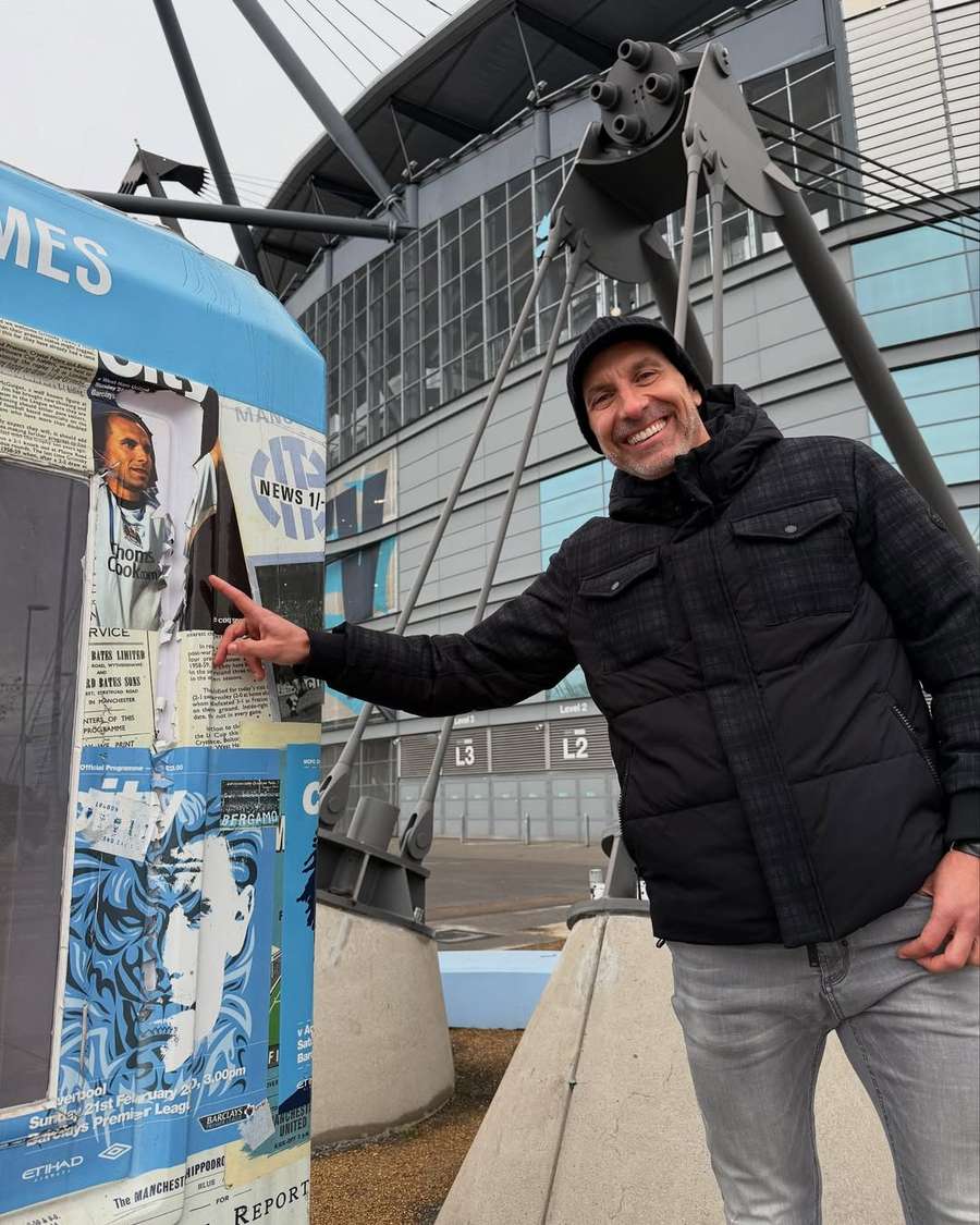 Martin Petrov outside Manchester City's Etihad Stadium