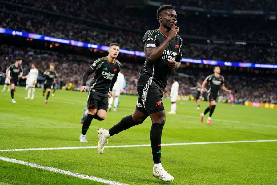 Bukayo Saka made up for a missed penalty by scoring his side's first goal in Madrid