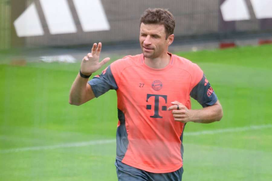 Thomas Müller en un entrenamiento del Bayern de Múnich
