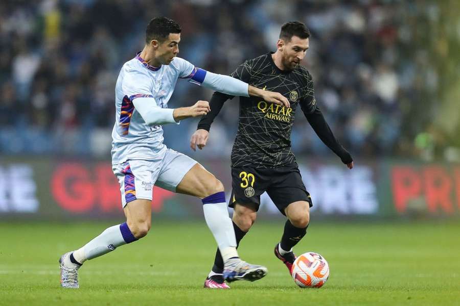 Ronaldo și Messi la partida dintre selecționata Al Nassr-Al Hilal contra lui PSG