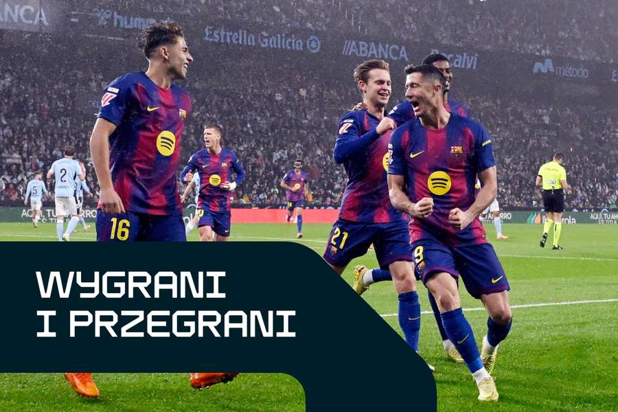 Robert Lewandowski świętuje zdobycie pierwszej bramki w meczu LaLiga pomiędzy Celtą Vigo a Barceloną, 9 listopada 2025 roku.