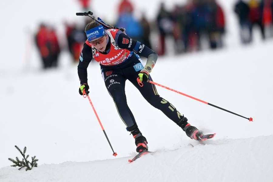 Franziska Preuß beim Biathlon World Cup in Hochfilzen im Dezember.