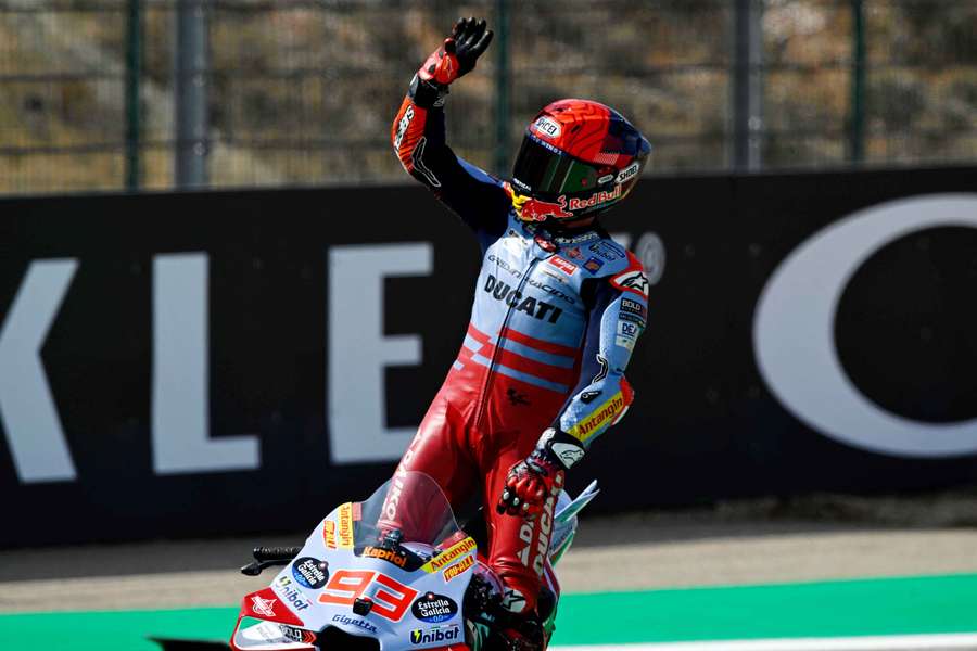 Marquez celebrates his win