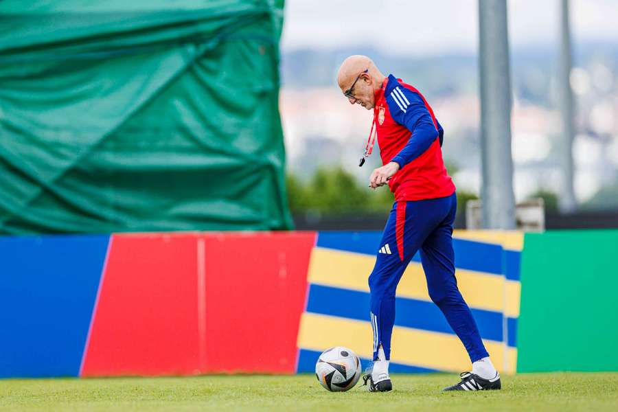 De la Fuente, durante a sessão de treino que antecedeu a final