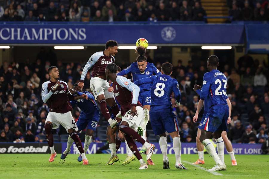 Ollie Watkins of Aston Villa scores his team's second goal