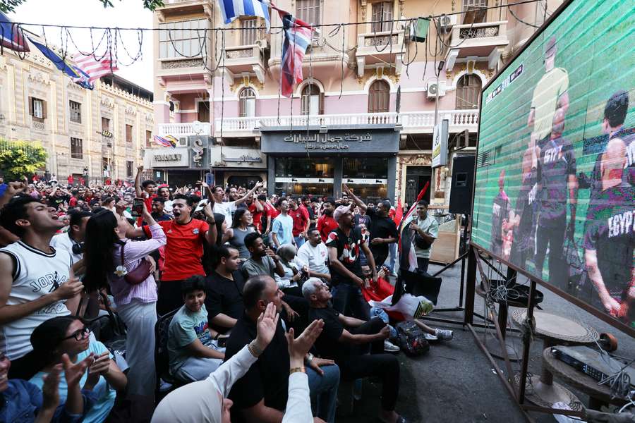 Egypt fans react during the match in Cairo Egypt fans react during the match in Cairo