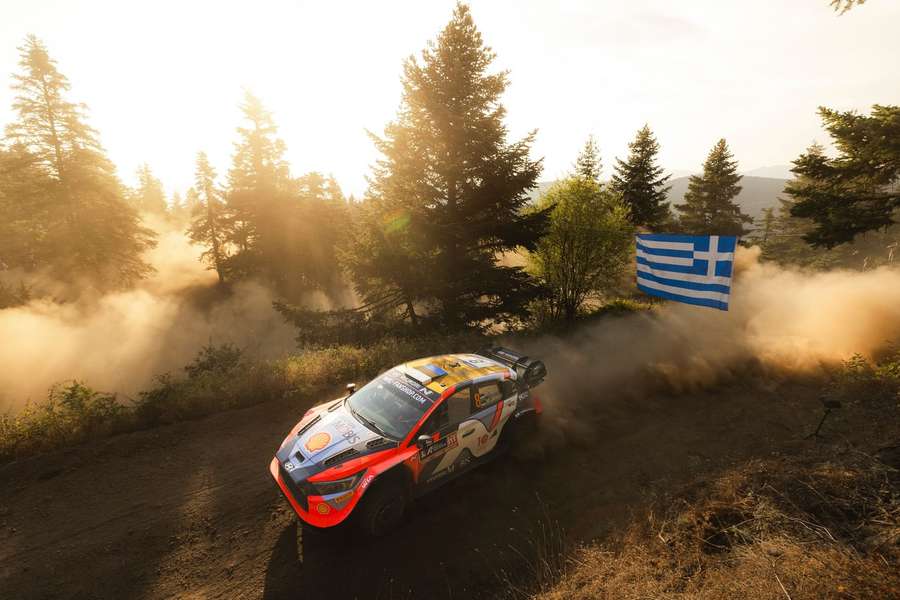 Ott Tanak in action during the Acropolis Rally in Greece