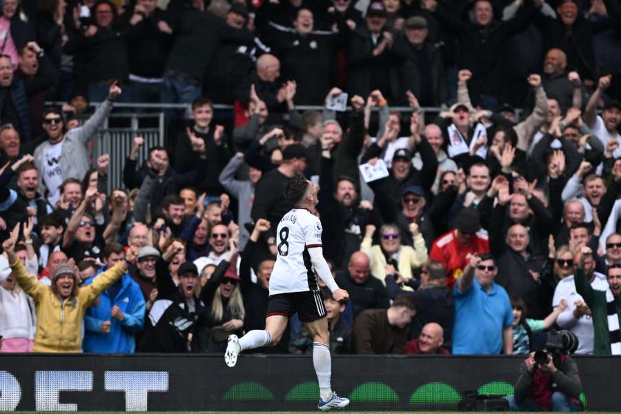 Fulham midfielder Harry Wilson celebrates Fulham midfielder Harry Wilson celebrates
