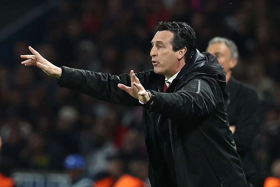 Unai Emery during Aston Villa's defeat at PSG in the Champions League on Wednesday.