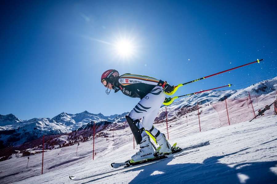 Lena Dürr im Training vor der alpinen Ski-WM in den französischen Alpen am Dienstag.
