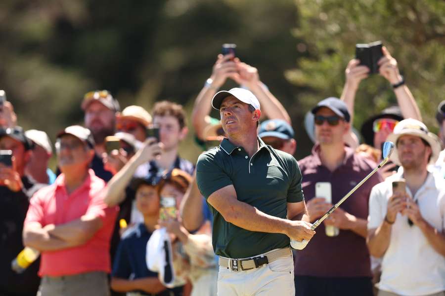 Rory McIlroy strikes the ball at a Wednesday Pro-Am event at Royal Melbourne Golf Club. 