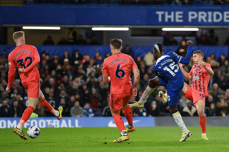 Nicolas Jackson of Chelsea scores his team's fourth goal