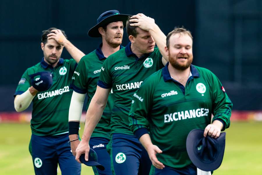 Ireland's players leave the field