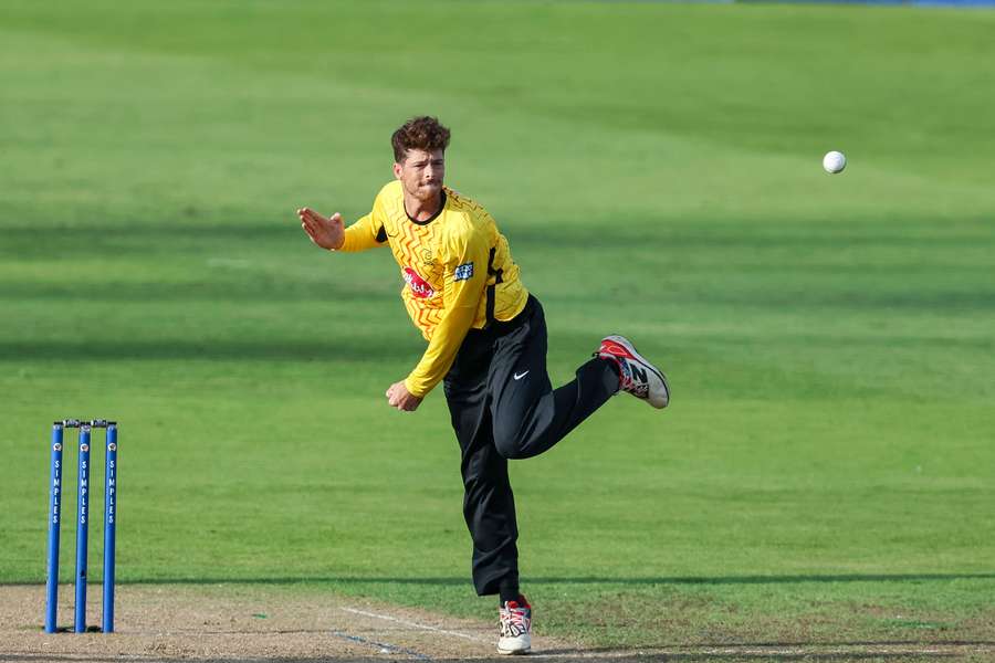 Mitchell Santner bowling for Trent Rockets in England's Hundred earlier this year. Mitchell Santner bowling for Trent Rockets in England's Hundred earlier this year.