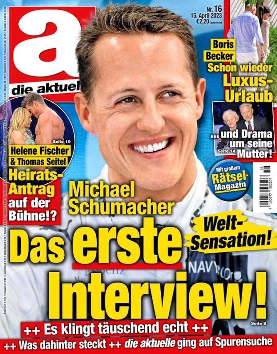 A capa da revista Die Aktuelle com a entrevista falsa com Michael Schumacher