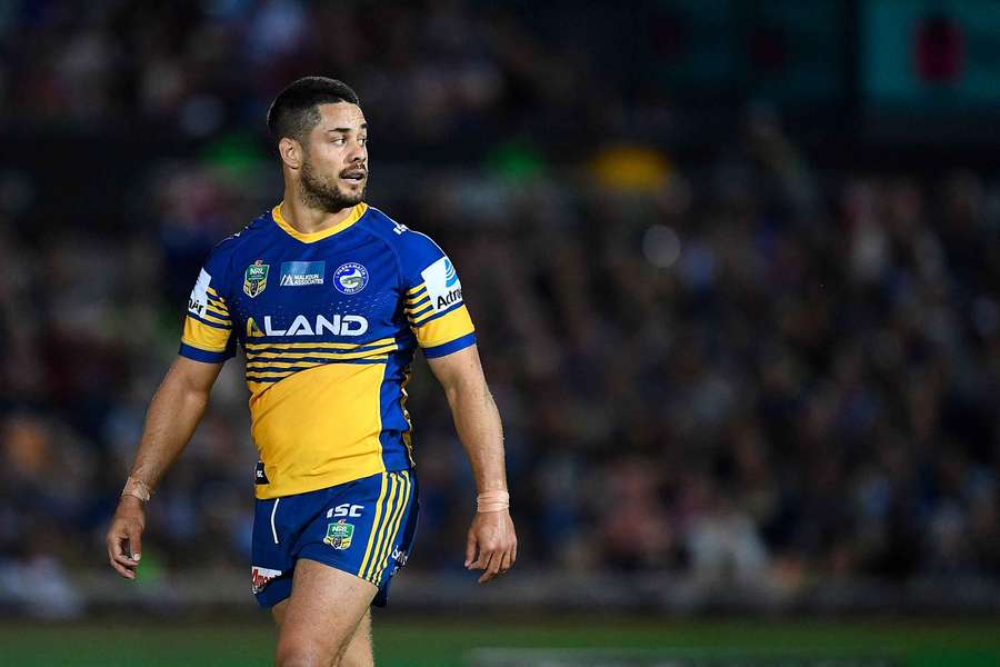 Jarryd Hayne in action for the Parramatta Eels during the 2018 NRL season. 