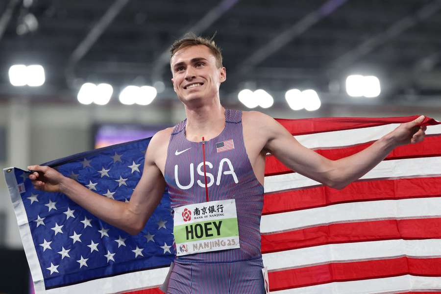Josh Hoey, pictured winning the 800m at the World Indoor Championships in 2025