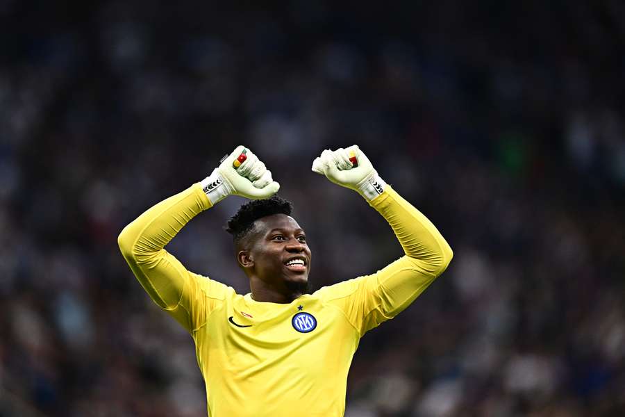 André Onana during Inter's 2-1 Coppa Italia win over Fiorentina.