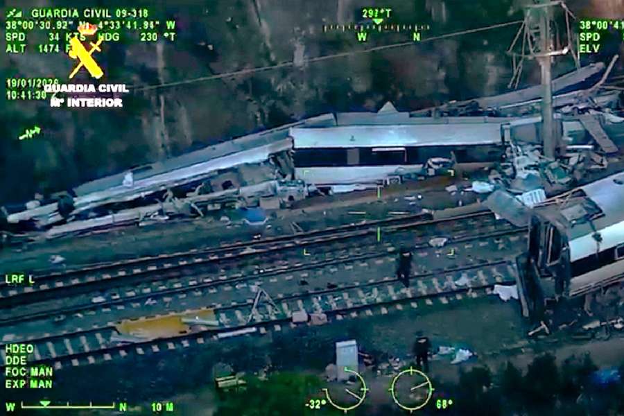 Una imagen aérea del accidente de tren en Adamuz