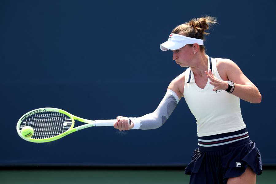 Krejcikova in action at the US Open