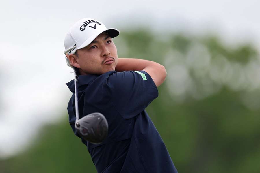 Min Woo Lee tees off at the 15th during Round 2 of the PGA Championship. Min Woo Lee tees off at the 15th during Round 2 of the PGA Championship.