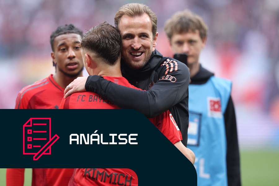 Kane e Kimmich comemoram a vitória do Bayern de Munique