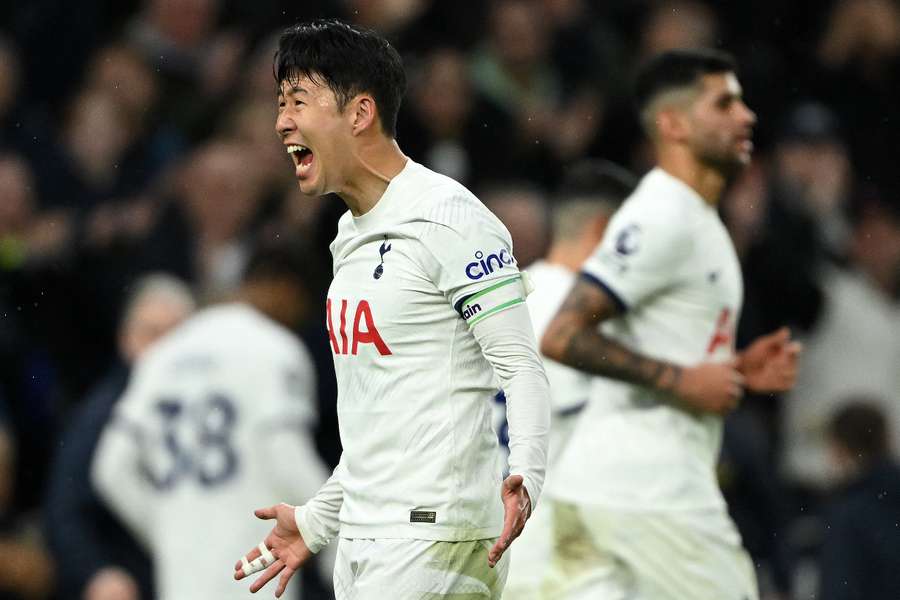Tottenham forward Son Heung-Min celebrates his side's winner against Brighton