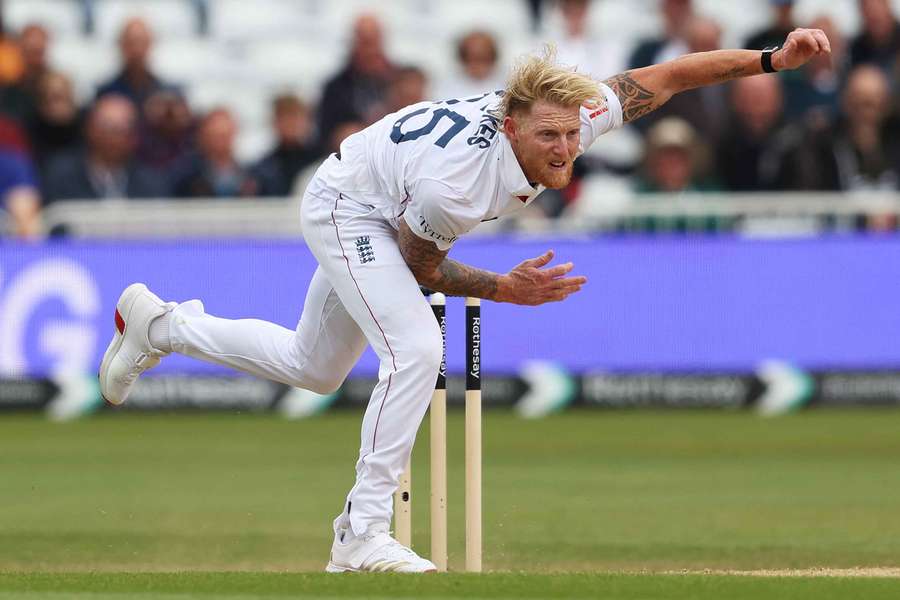 Ben Stokes of England bowls on day three 