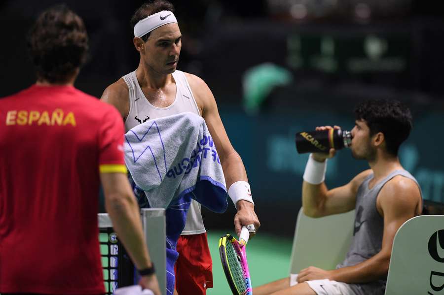 Rafael Nadal com Carlos Alcaraz em Málaga