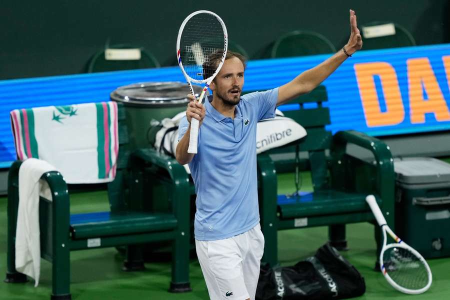 Daniil Medveděv slaví postup do semifinále turnaje v Indian Wells.