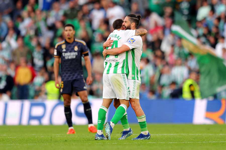 Betis players celebrate their equaliser