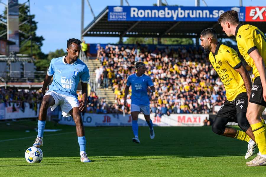 Taha Ali (left) scored Malmo's goal at Mjallby
