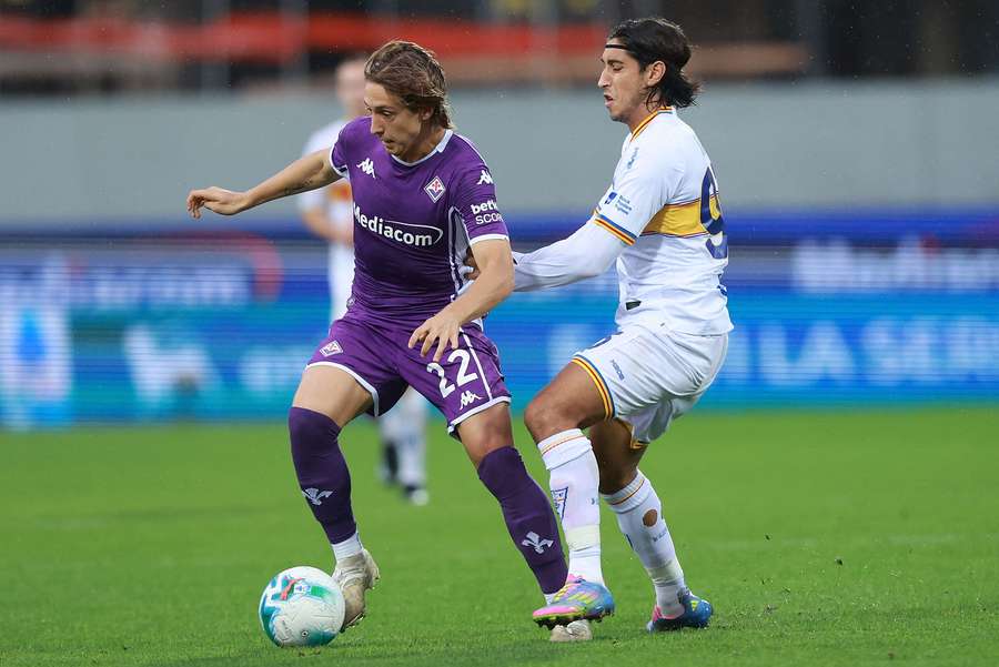 Jacopo Fazzini durante il Match contro il Lecce