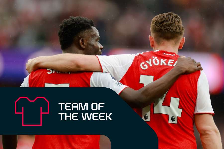 Arsenal's Bukayo Saka and Viktor Gyokeres