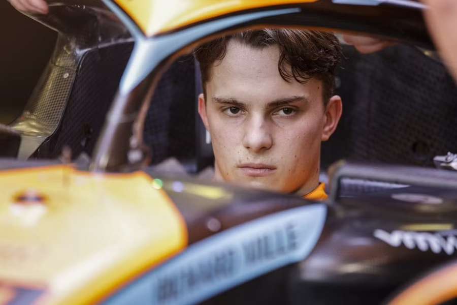 Oscar Piastri in his new McLaren at testing in Bahrain