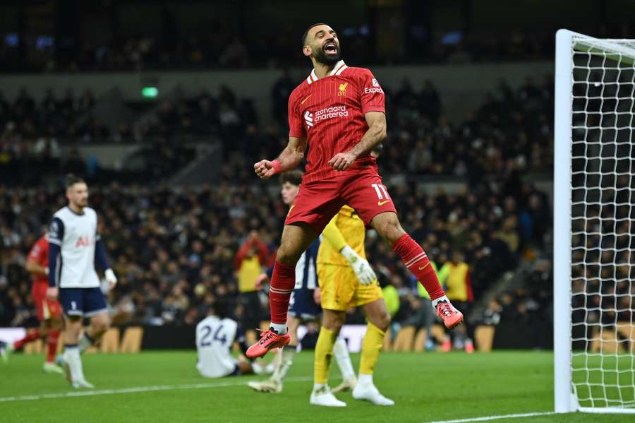 Mohamed Salah en pleine célébration.