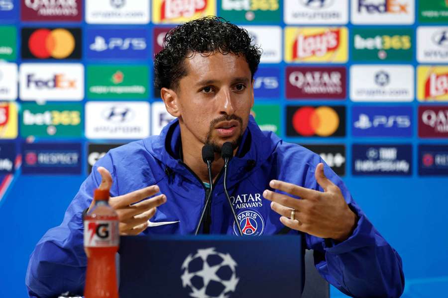 Marquinhos en conférence de presse ce mardi. Marquinhos en conférence de presse ce mardi.