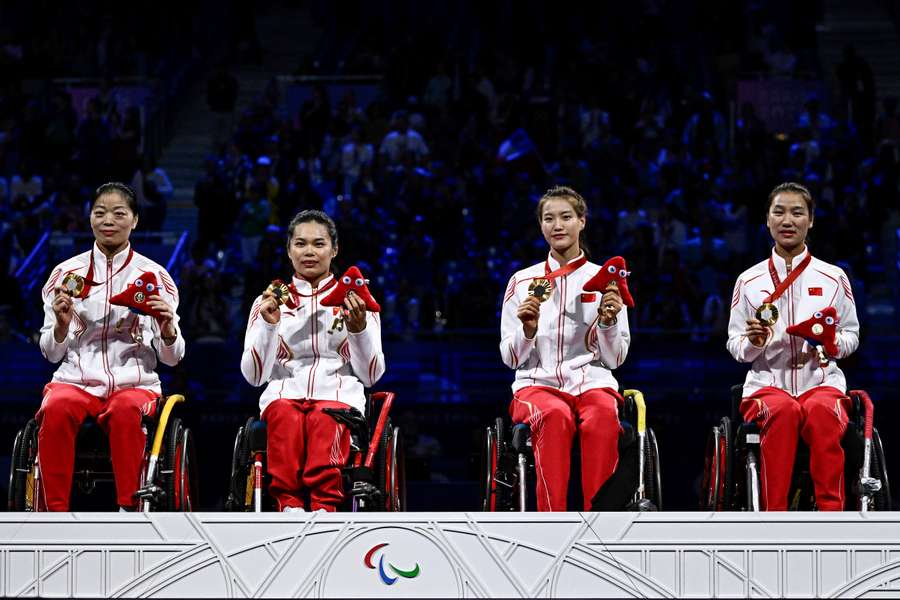 Zou Xufeng, Kang Su, Gu Haiyan and Chen Yuandong met gouden medailles in het schermen