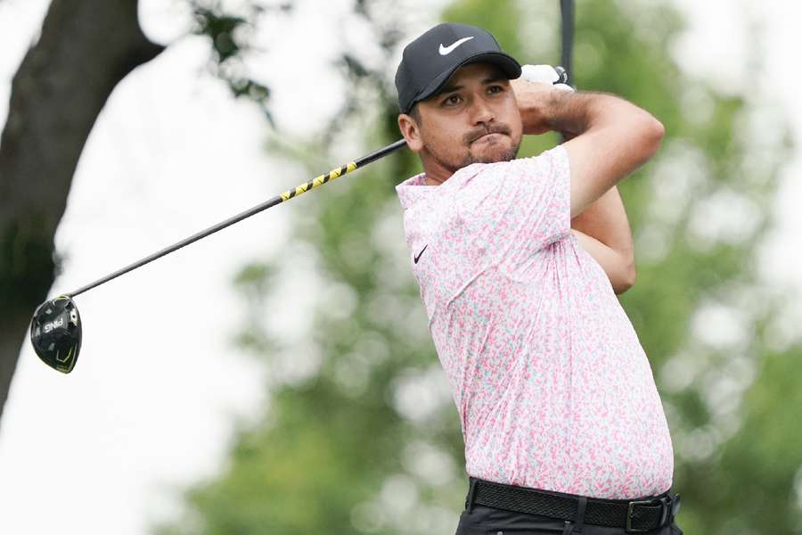Jason Day plays a shot from the second tee during the final round of the AT&T Byron Nelson golf tournament