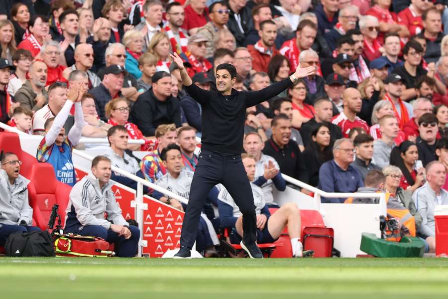 Arteta on the touchline for Arsenal' defeat at Liverpool Arteta on the touchline for Arsenal' defeat at Liverpool
