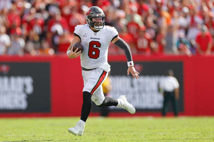 Baker Mayfield in actie voor de Bucs