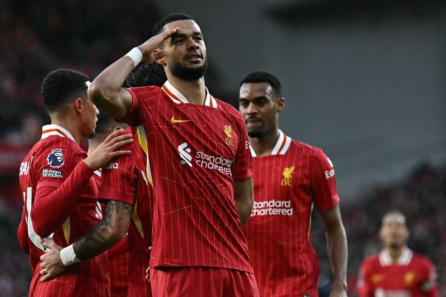 Gakpo celebrates his Liverpool goal
