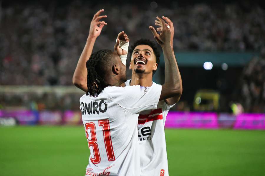 Zamalek players celebrate goal