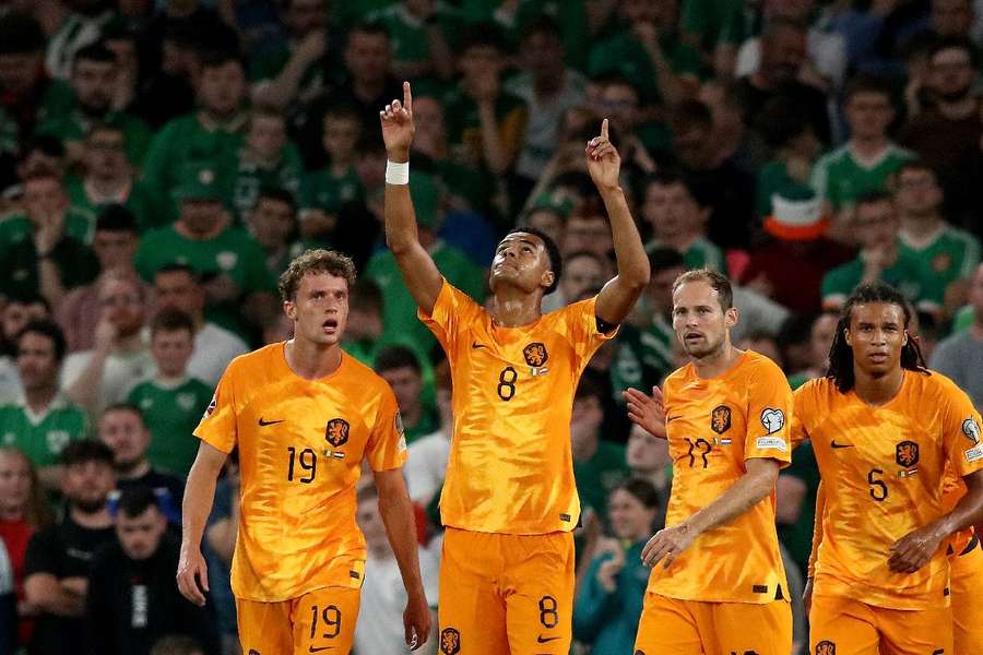 Cody Gakpo marcou um dos gols da vitória holandesa no Aviva Stadium