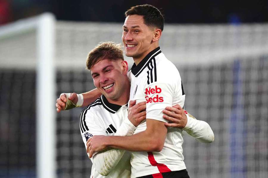 Fulham's Emile Smith Rowe celebrates scoring the opening goal